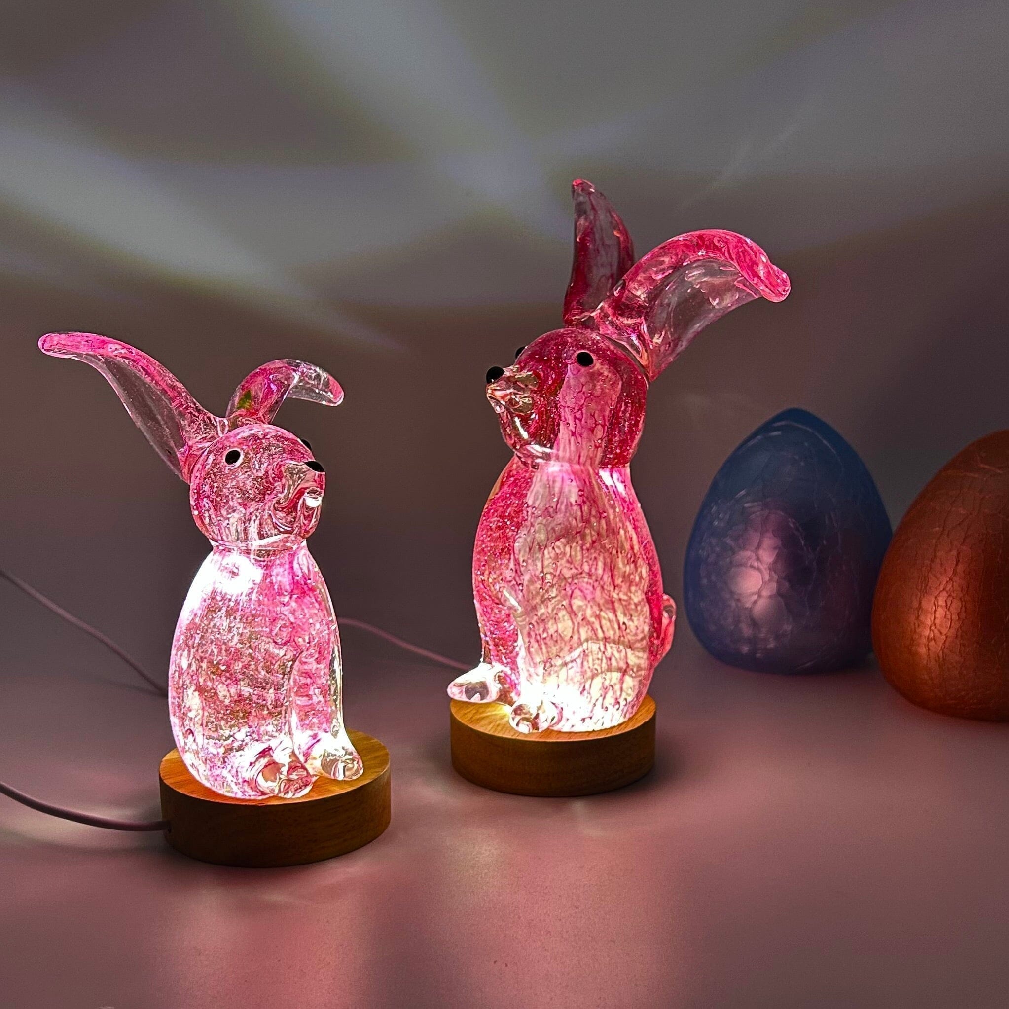 Large Glass Rabbit, Blue Boppy - Luke Adams Glass Blowing Studio