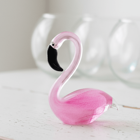 Glass Flamingo Paperweight, Large Decor Chesapeake Bay 