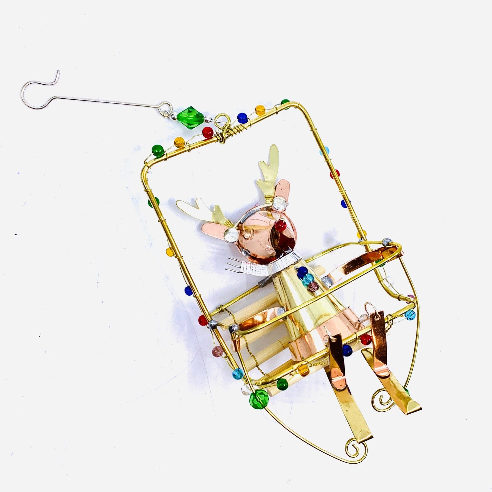 Mixed Metal Ornament, Ski Lift Reindeer 4 Ornament Pilgrim Imports 