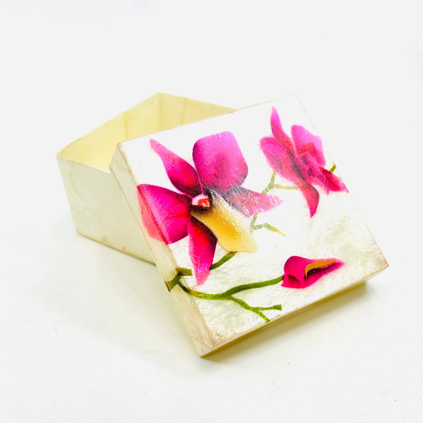 Capiz Shell Trinket Box 18, Dendrobium Decor Kubla Craft 