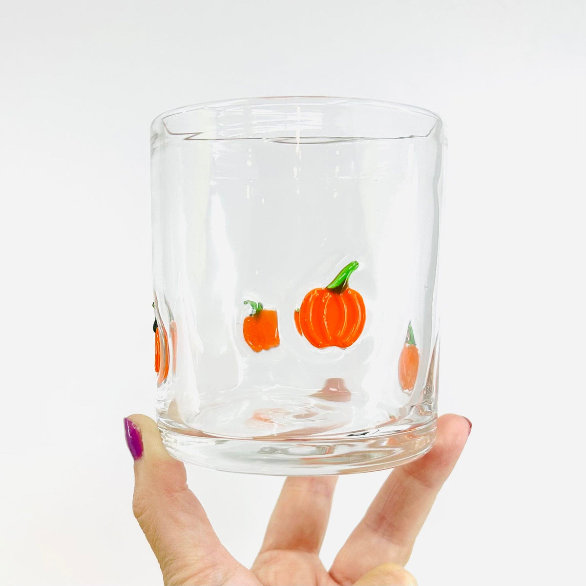 Pumpkin Double Old Fashioned Glass Decor Tag 