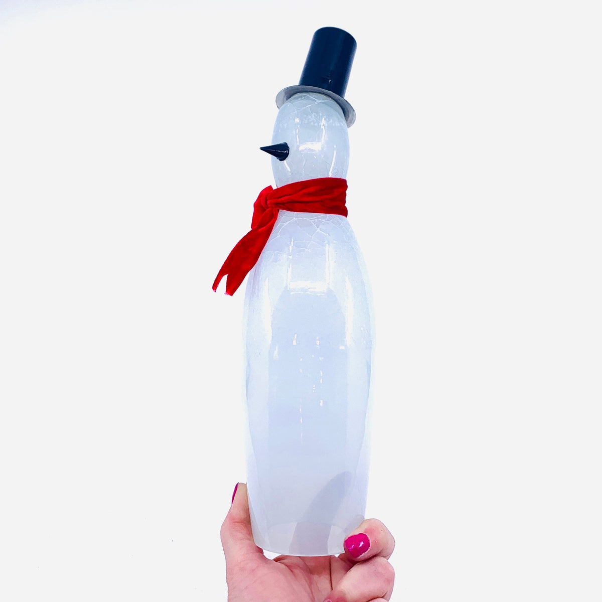 Crackle Glass Snowman, White