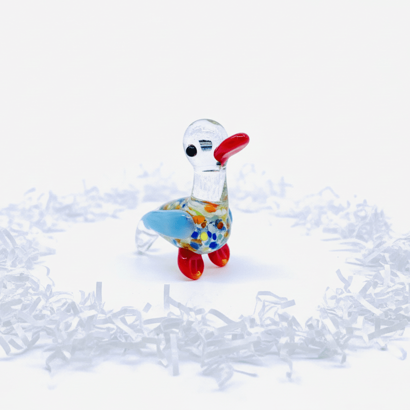 Tiny Glass Confetti Duck Miniature GANZ 