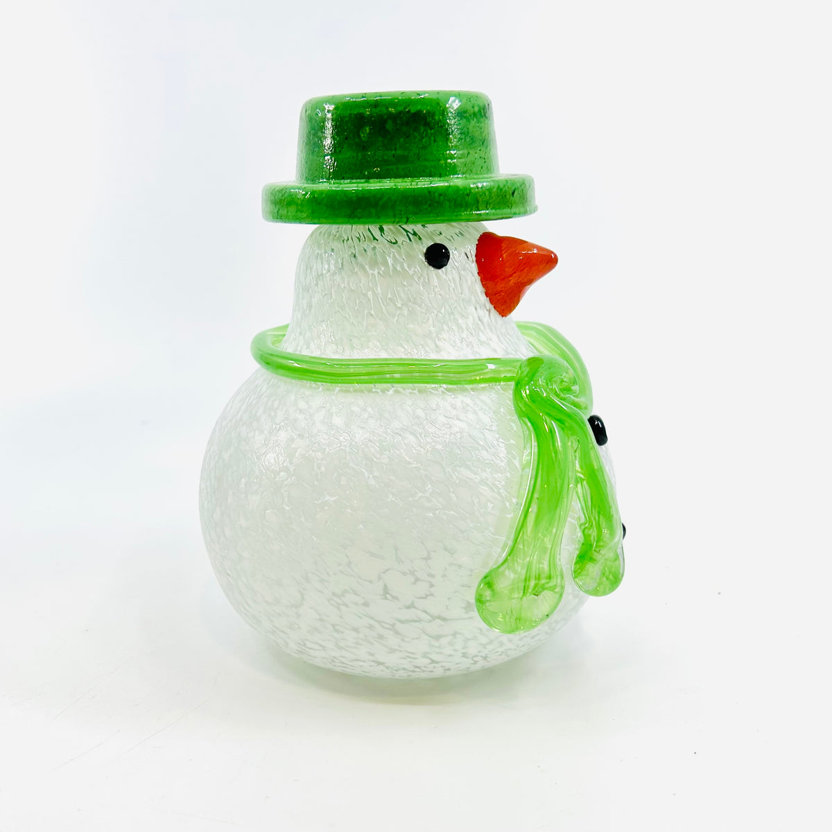 Blown Glass Snowman - Green Scarf