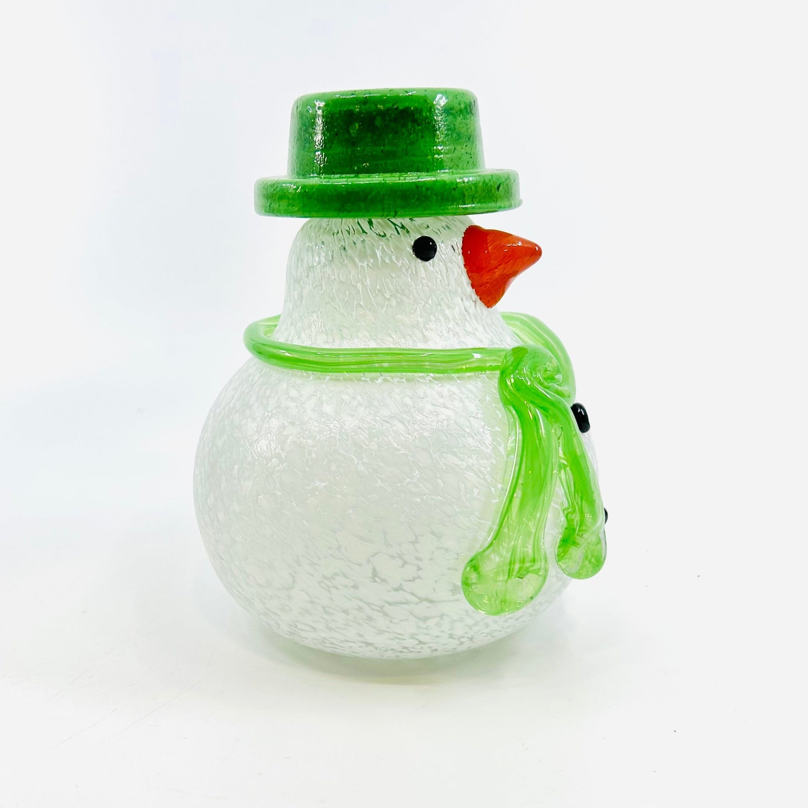 Blown Glass Snowman - Blue Scarf Diamond Star 