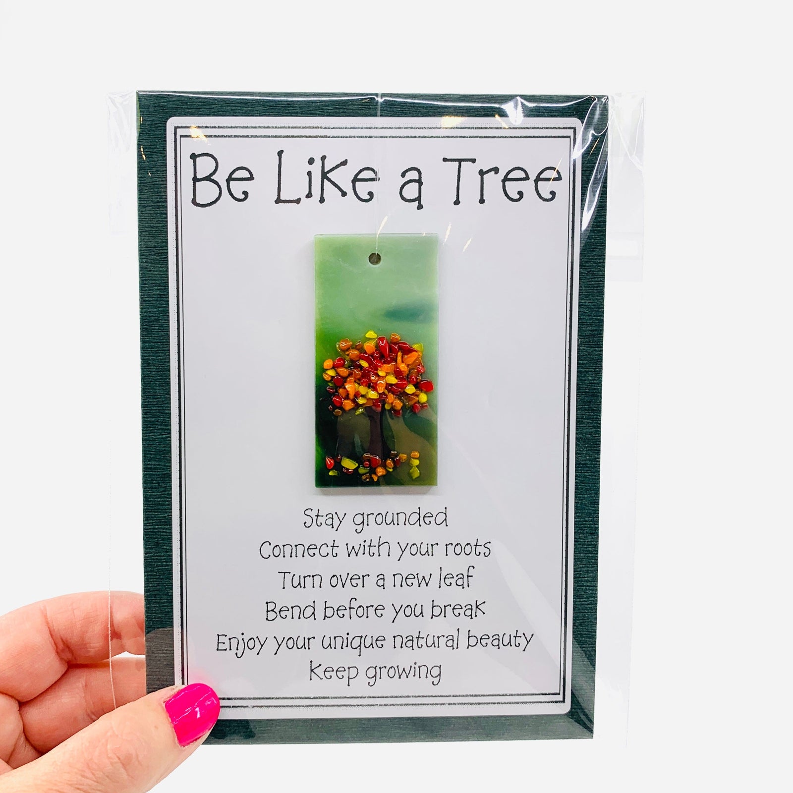Fused Glass "Be Like a Tree” Suncatcher 21 Decor Glimmer Glass Gifts 