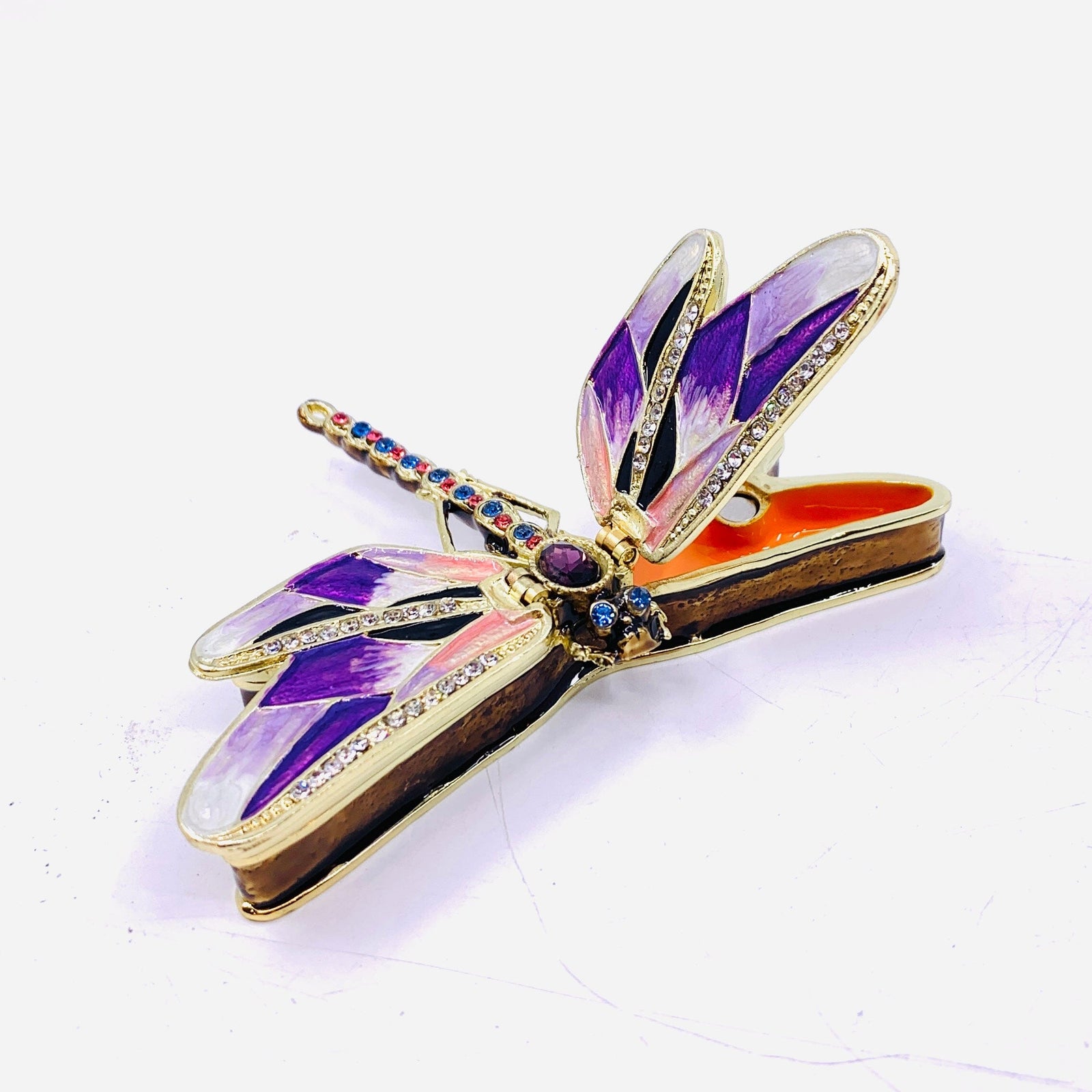 Bejeweled Enamel Trinket Box 19, Dragonfly Decor Kubla Craft 