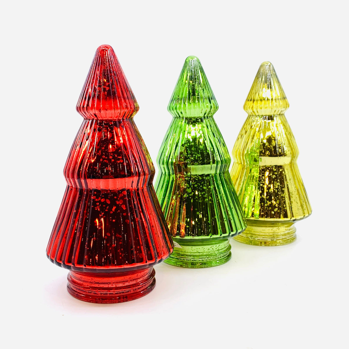 Mercury Glass Ribbed Tree 2, Red Diamond Star 