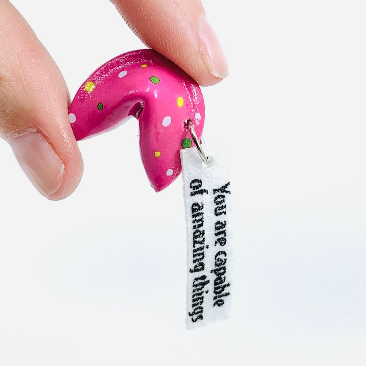 Fortune Favours the Bold Charm - PT122 GANZ Dots Pink 