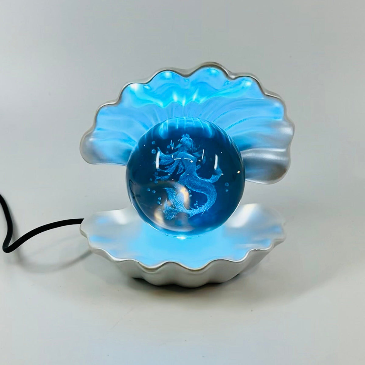 Light Up Etched Glass Sea Shell décor - Mermaid 29TONIGHT 