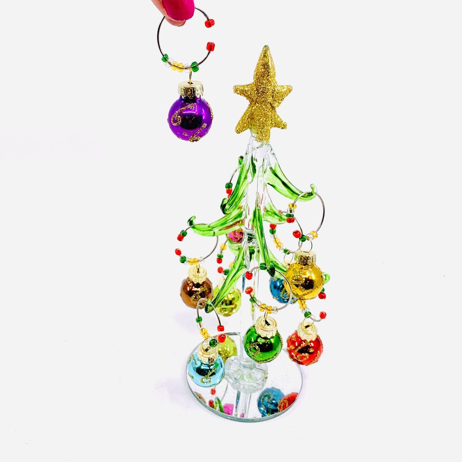 Mini Glass Wine Charm Shiny Ornament Tree 26 Decor Gift Essentials 