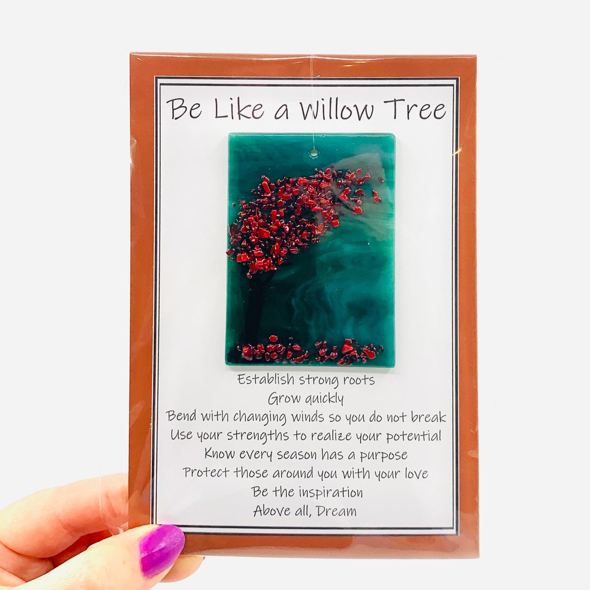 Fused Glass "Be Like a Willow Tree" Suncatcher 19 Decor Glimmer Glass Gifts 