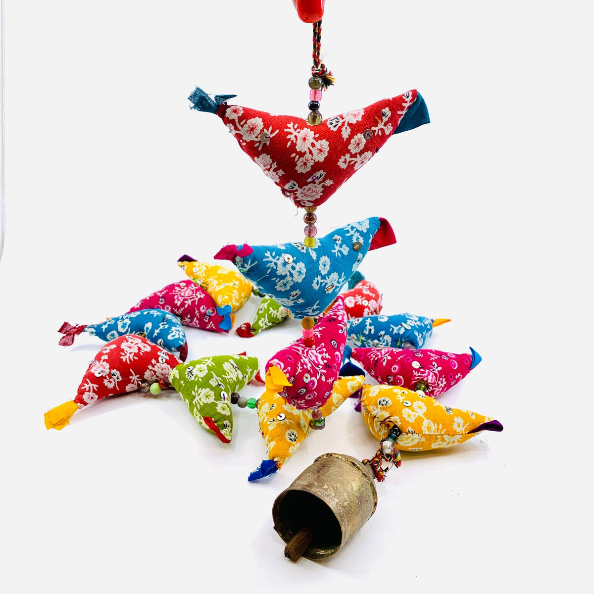 Material Bird Garland with Glass Beads and Bell Decor MOKSHA 