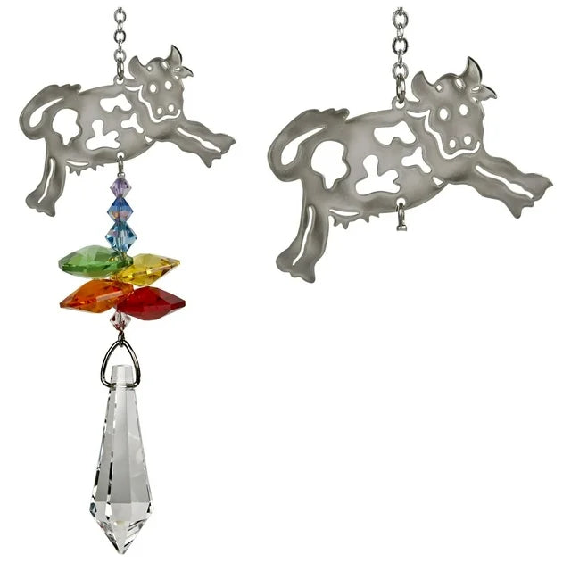 Crystal Fantasy Cow Suncatcher, 9 Woodstock Chimes 