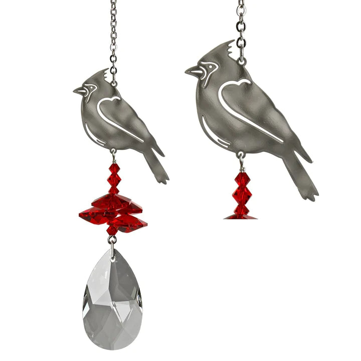 Crystal Fantasy Cardinal Suncatcher, 10 Woodstock Chimes 
