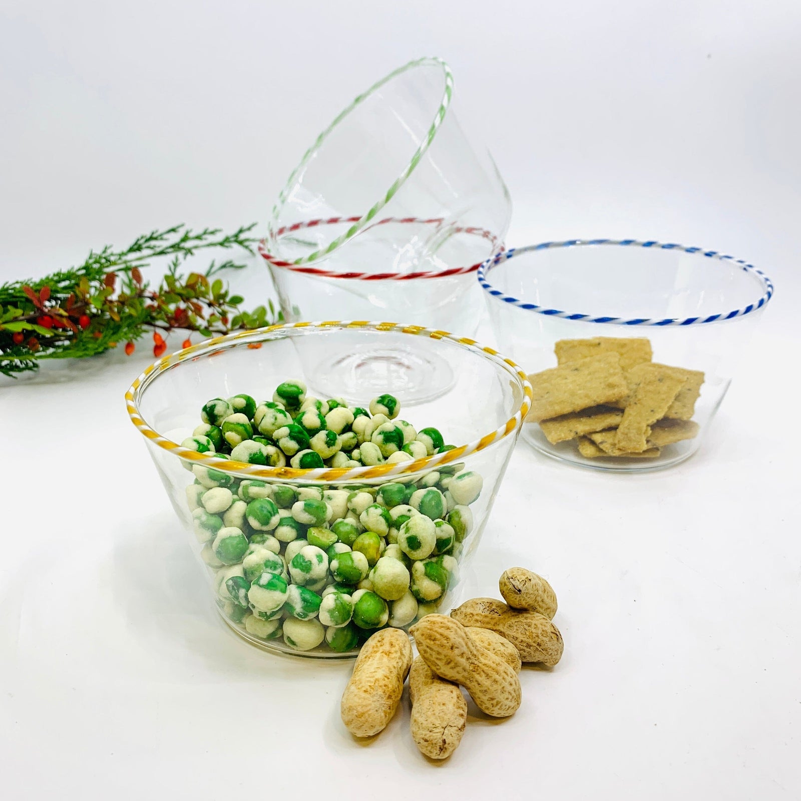 Candy Cane Rim Bowl, Green Decor Creative Co-Op 