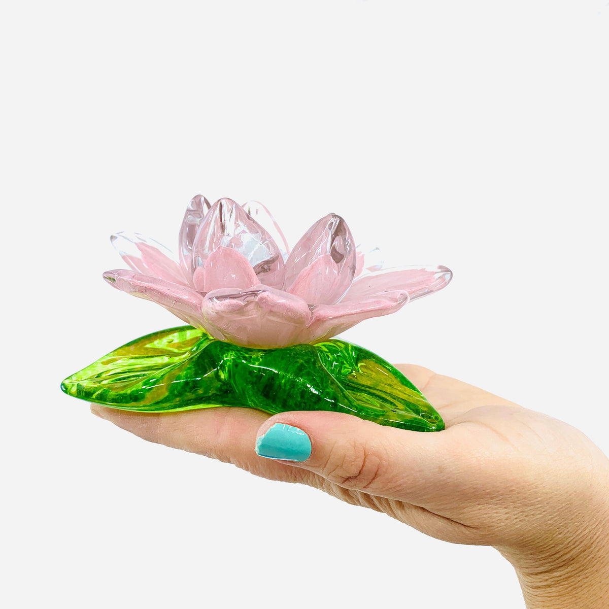 Glass Lotus Flower, Pink Decor Diamond Star 