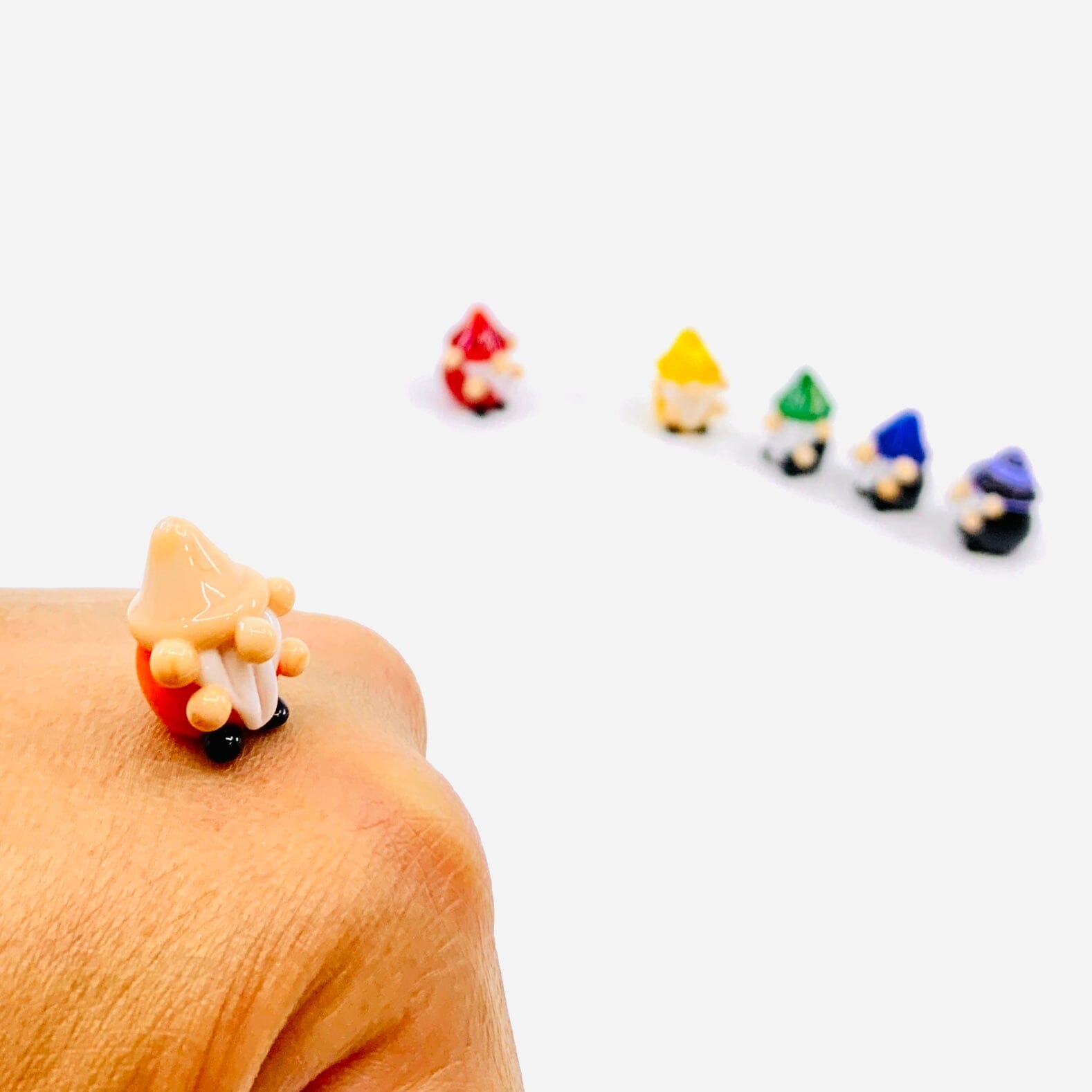 Tiny Glass Rainbow Gnomes, 252 - Orange Miniature Alex 