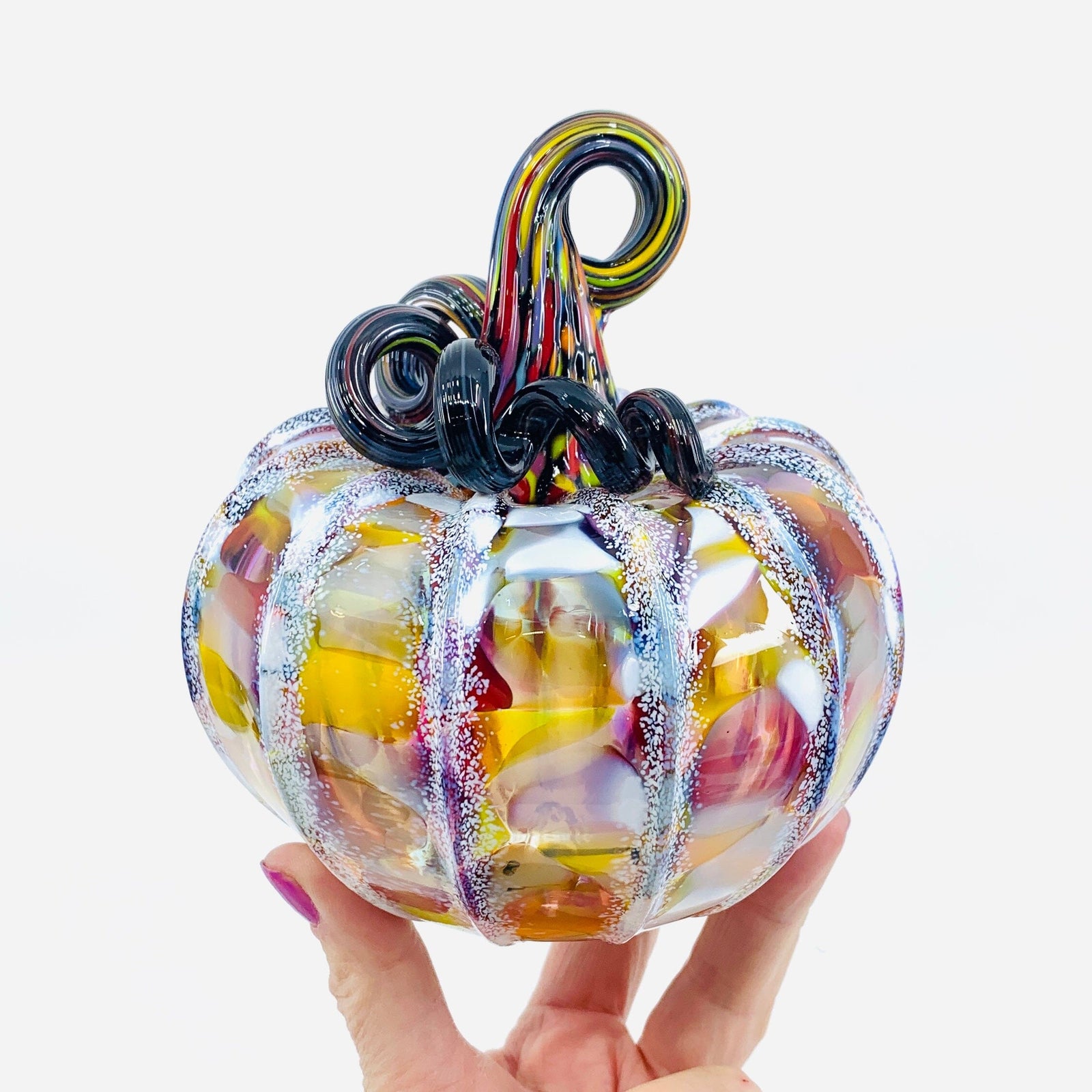 Daily Pumpkin 2901 Squat with Bejeweled Heart Keychain Gabby Luke Adams Glass Blowing Studio 