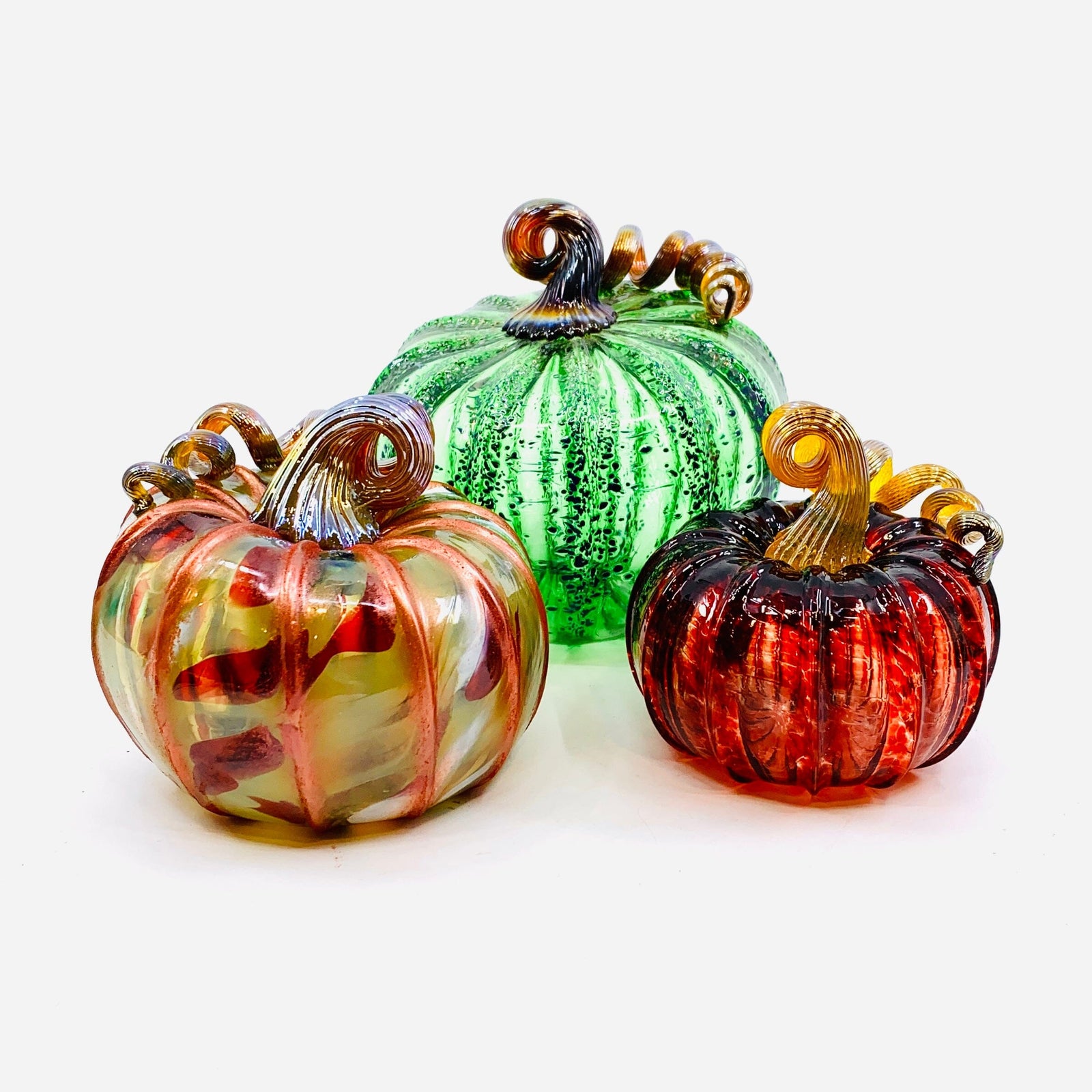 Daily Pumpkin 827 Holiday Centerpiece Trio Gabby Luke Adams Glass Blowing Studio 