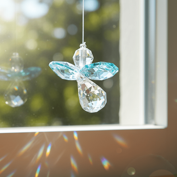 Crystal Fantasy Guardian Angel Suncatcher, Blue 23 Woodstock Chimes 