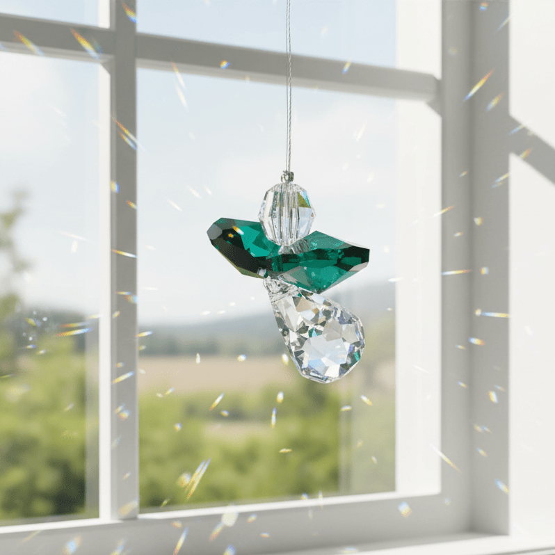 Crystal Fantasy Guardian Angel Suncatcher, Emerald 24 Woodstock Chimes 