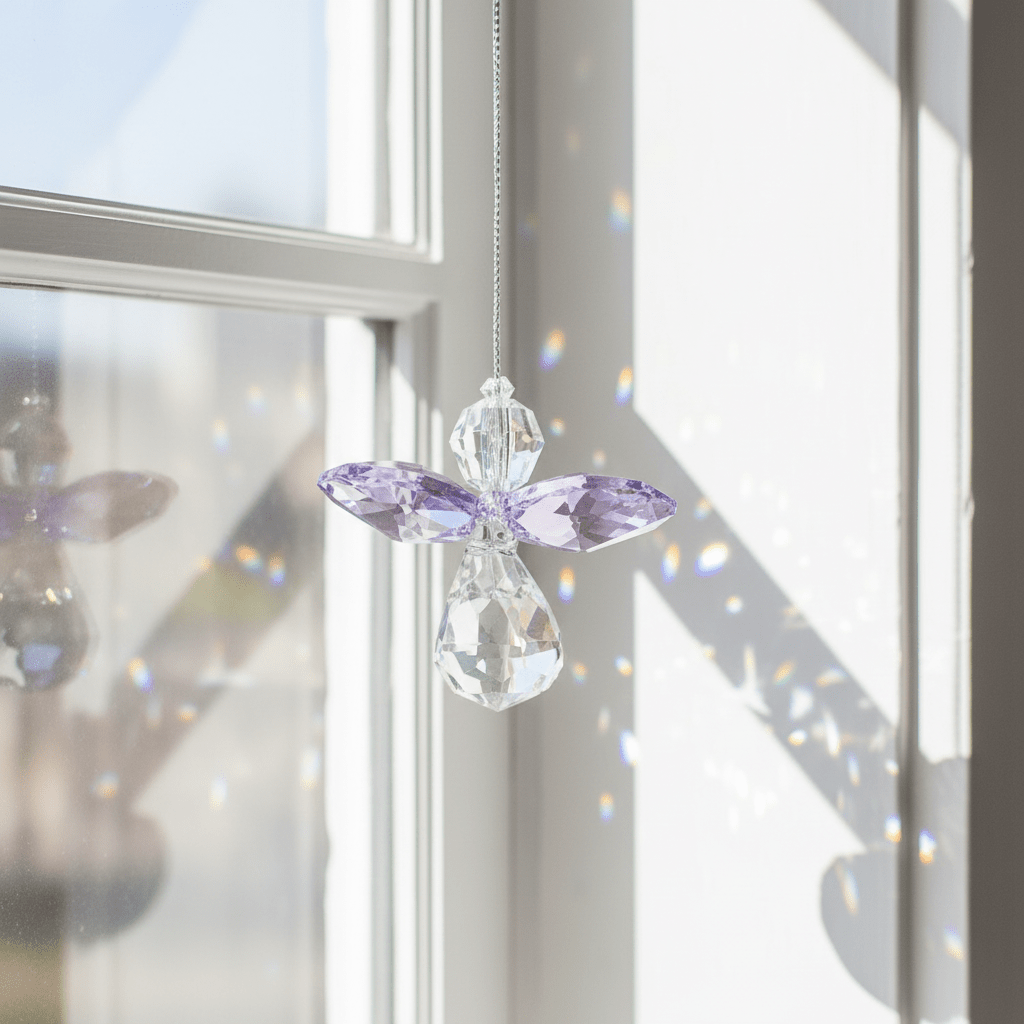 Crystal Fantasy Guardian Angel Suncatcher, Light Amethyst 26 Woodstock Chimes 
