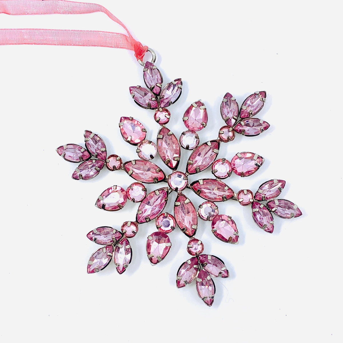 Pink Rhinestone Snowflake Ornament Oak Street 