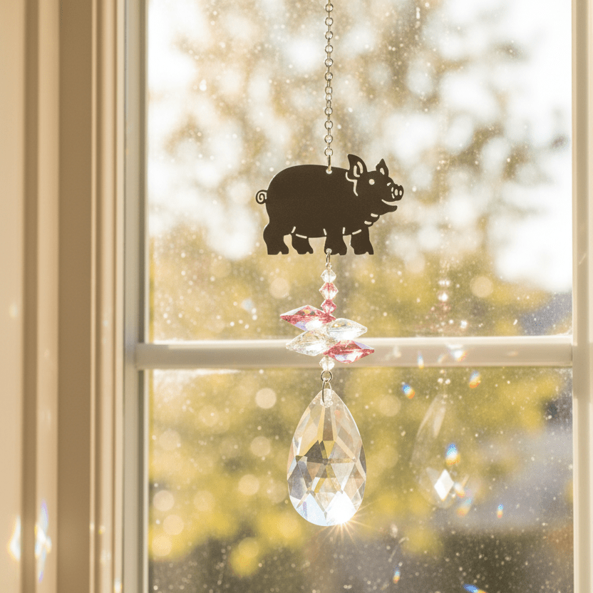 Crystal Fantasy Pig Suncatcher, 16 Woodstock Chimes 