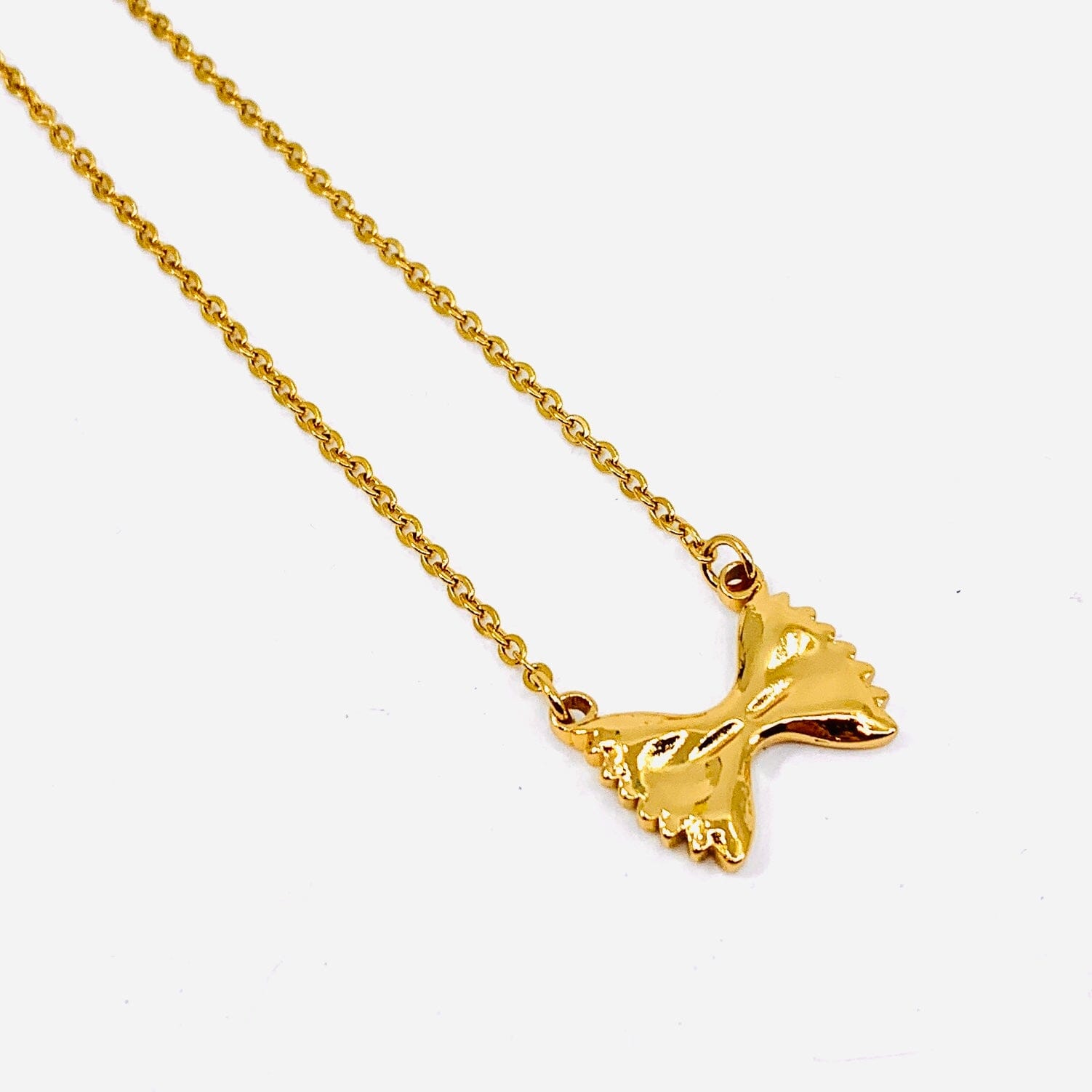 Bow Tie Pasta Pendant Necklace - 