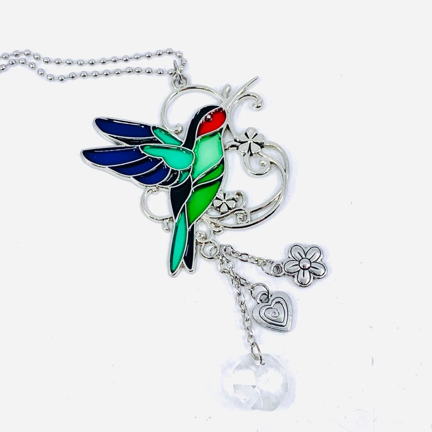 Stained Glass Hummingbird Car Charm Ornament GANZ 