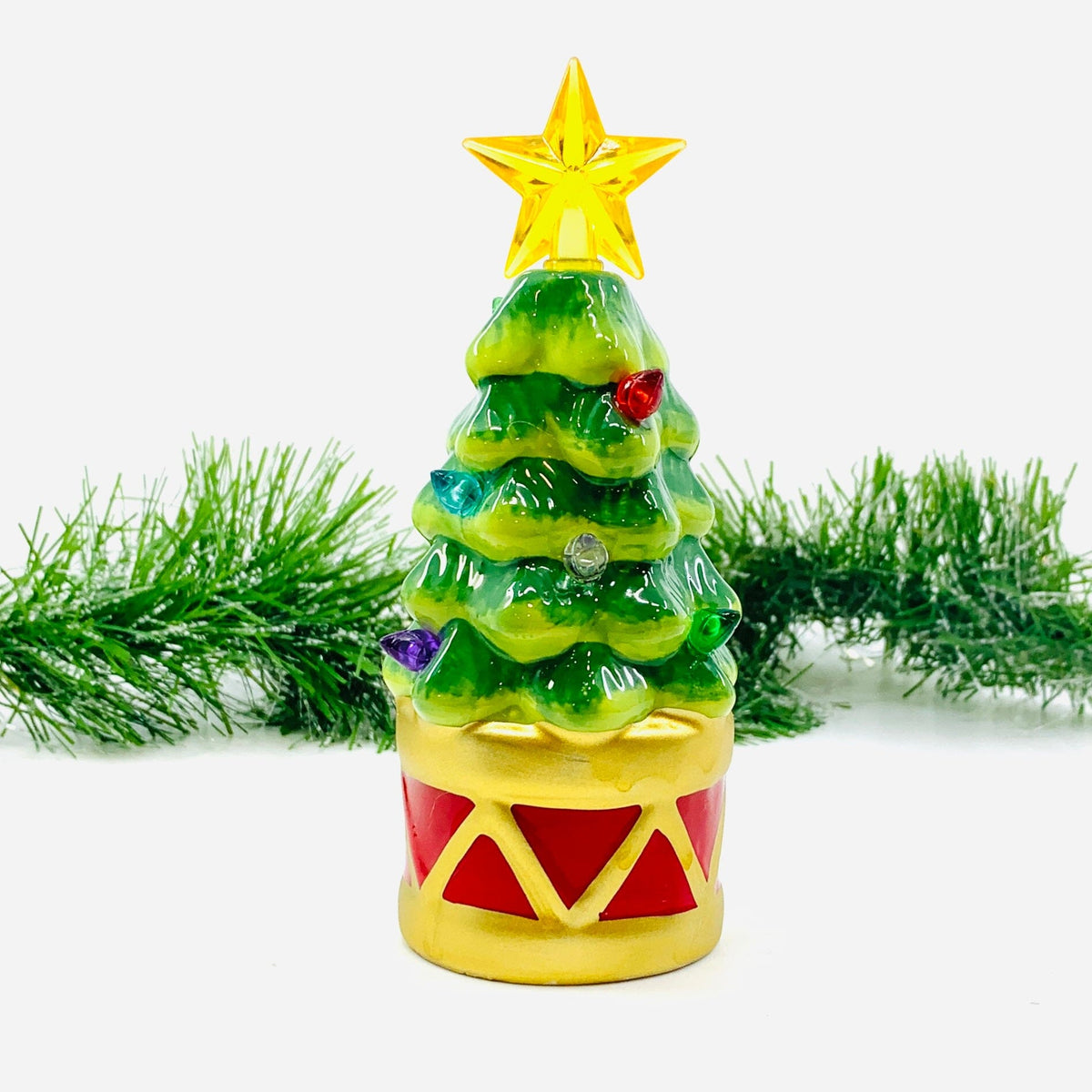 Ceramic Light-Up Holiday Drum Tree GANZ 