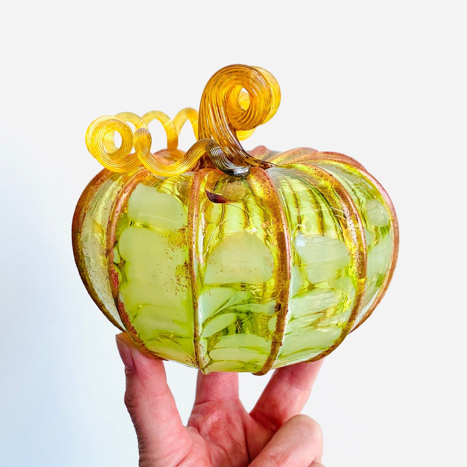 Daily Pumpkin 3655 Fall Jumbo Shimmer Squat Gabby Luke Adams Glass Blowing Studio 