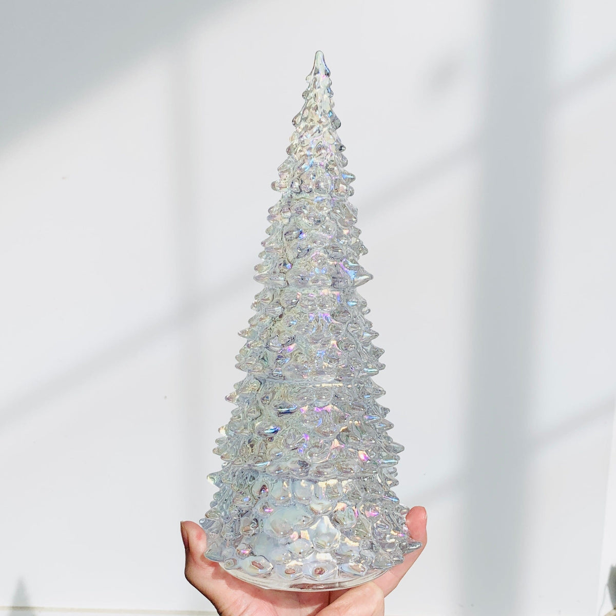 Iridescent Blown Glass Light Up Tree Diamond Star Medium 