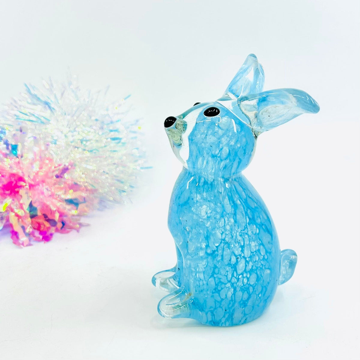 Baby Glass Bunny, Fluffy Blue Bum Decor Chesapeake Bay 