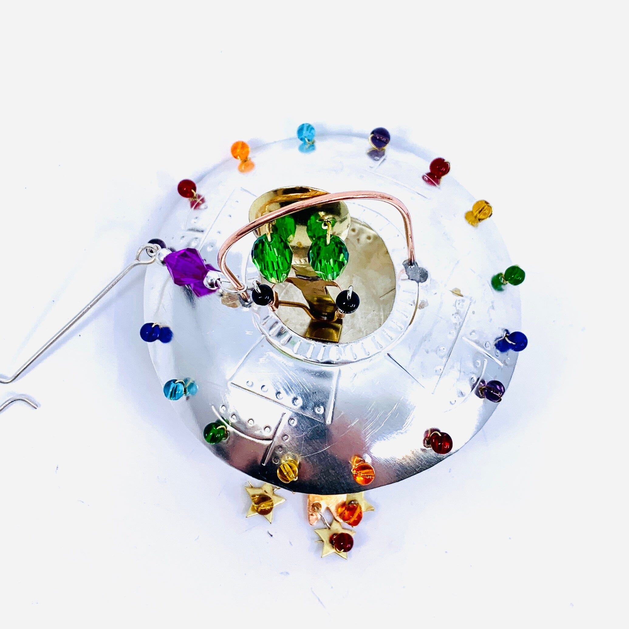 Mixed Metal Ornament, Space Alien - Luke Adams Glass Blowing Studio