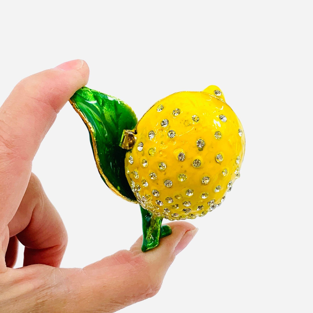 Bejeweled Enamel Trinket Box - Lemon Decor Creative Co-Op 