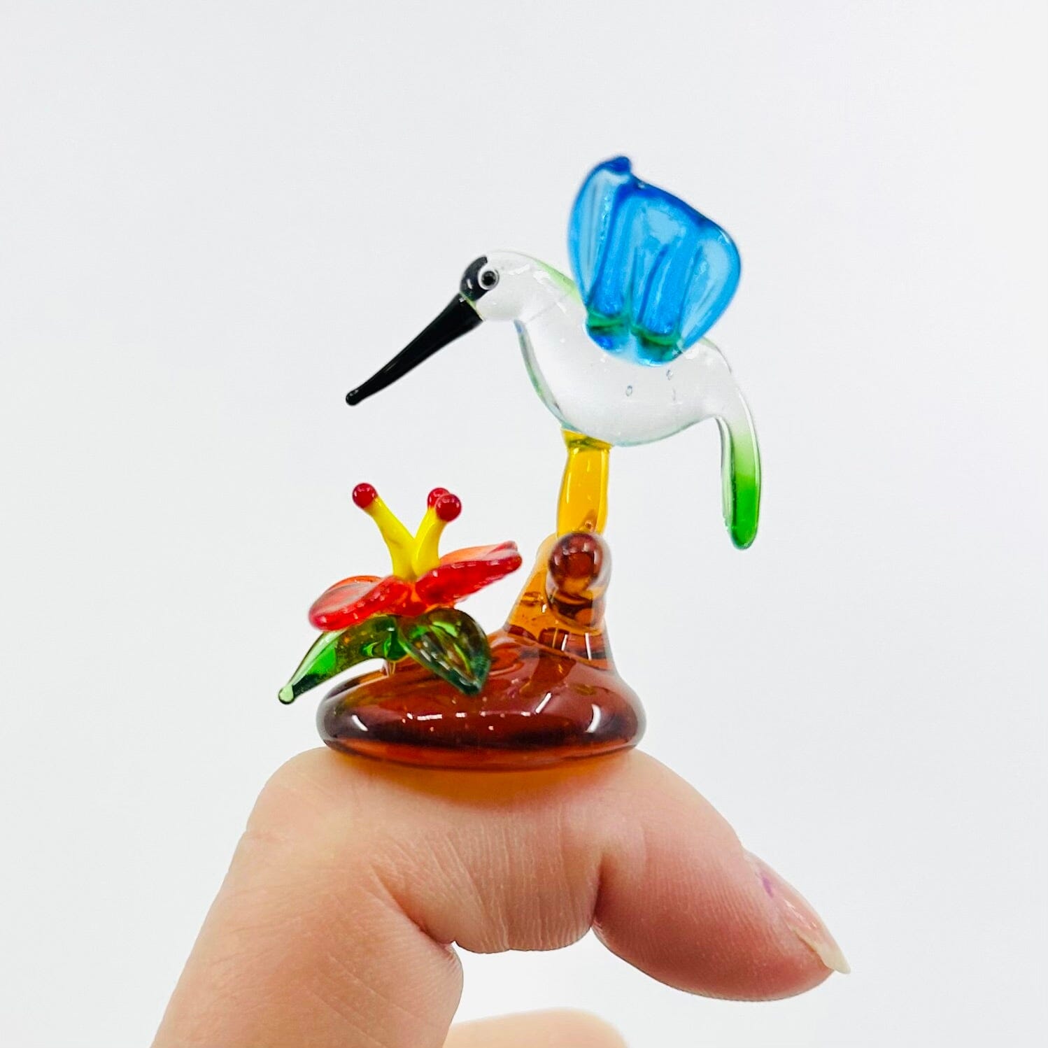 Miniature Glass Hummingbird with Flower Miniature Alex 