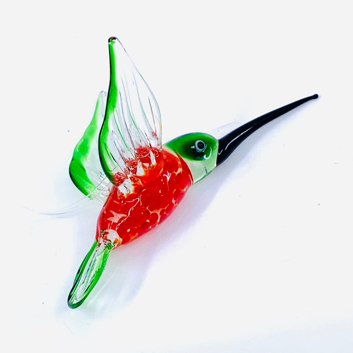 Glass Hummingbird, Speckled Red Miniature C&F Enterprises 