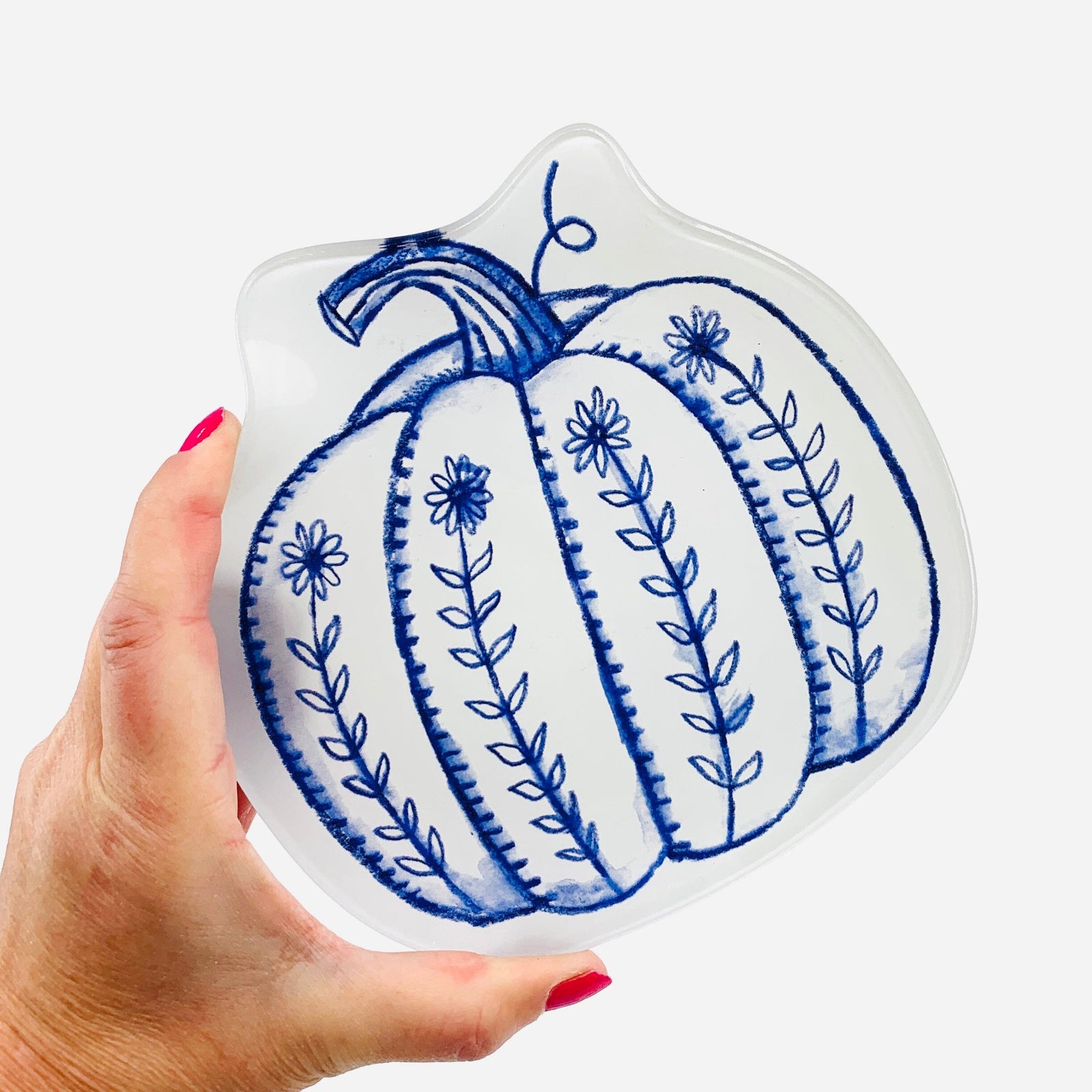 Blue Harvest Slump Glass Plate C&F Enterprises 