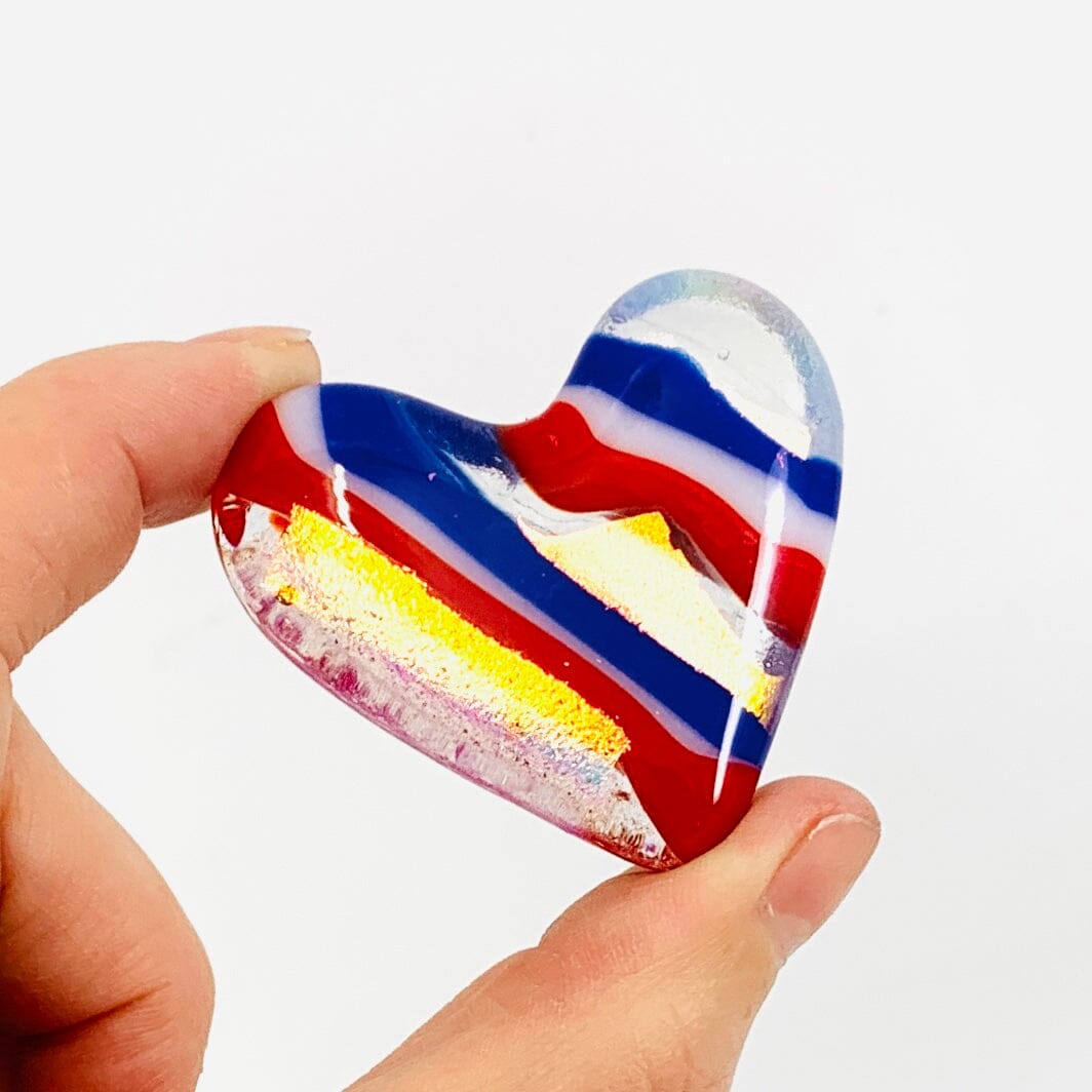 Fused Pocket Heart, Sparklers Miniature Luke Adams Glass Blowing Studio 