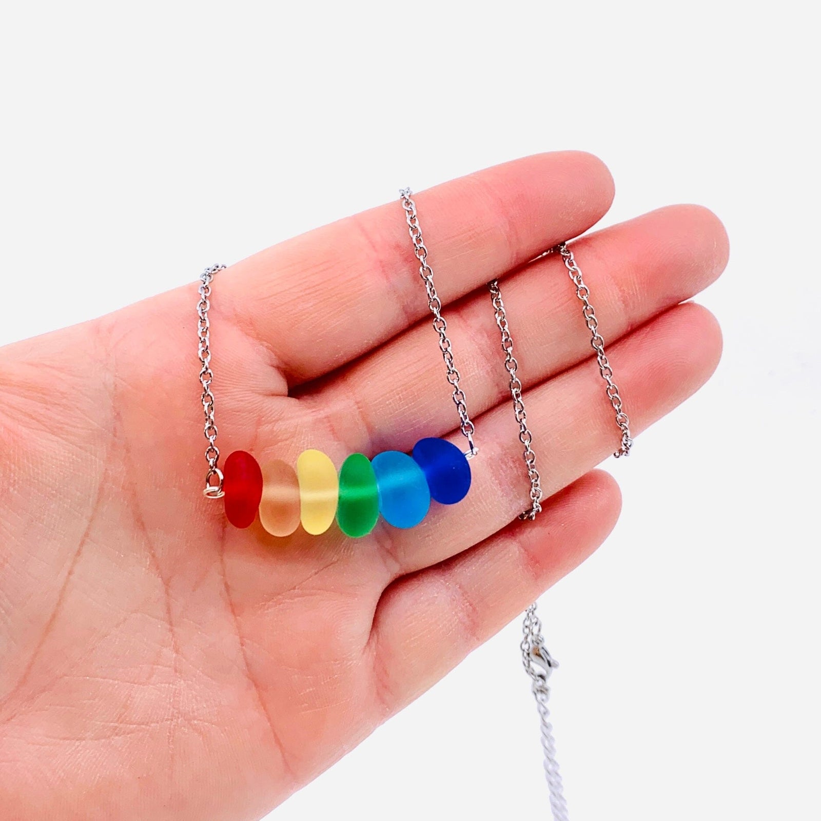 Sea Glass Necklace, Rainbow - 