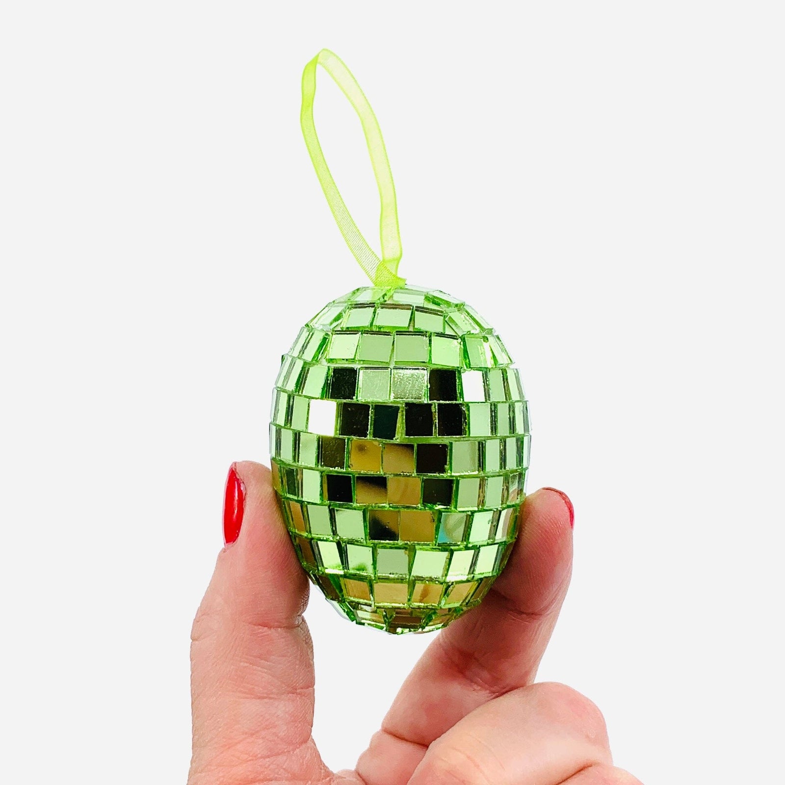 Mirror Mosaic Egg Ornament, Lime One Hundred 80 Degrees 