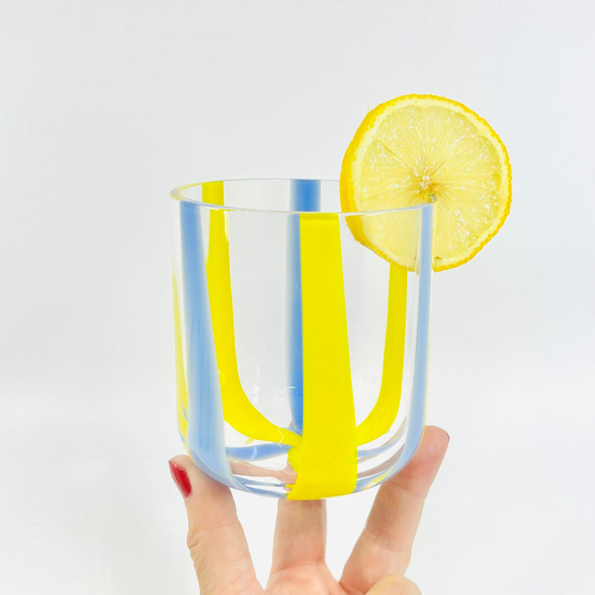 Striped Glass Tumbler, Powder Blue Decor One Hundred 80 Degrees 