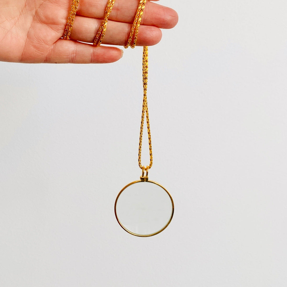 Gold Magnifying Glass Necklace Jewelry AB 