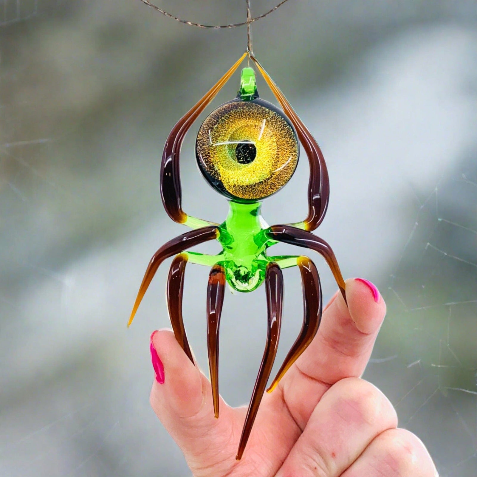 Glass Galaxy Spider Ornament, 15 Ornament WGK Glass Art Inc 