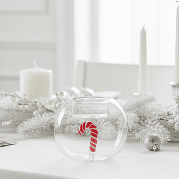 Globe Tealight Holder, Candy Cane Decor Tag 