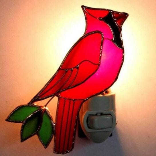 Stained Glass Cardinal Nightlight Decor Gift Essentials 