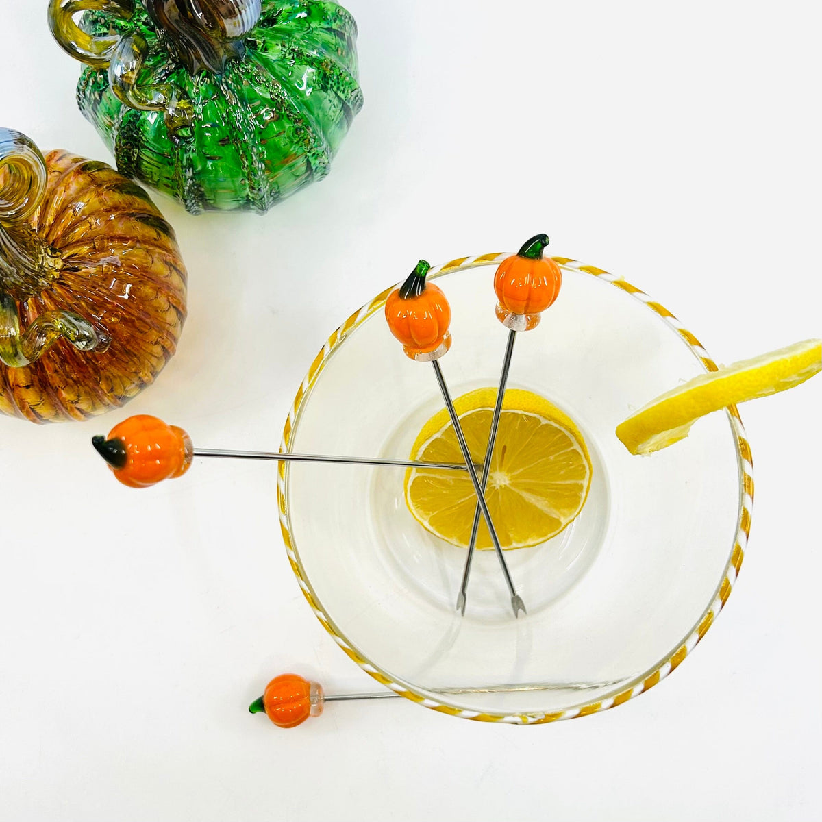 Glass Pumpkin Appetizer Picks Creative Co-Op 