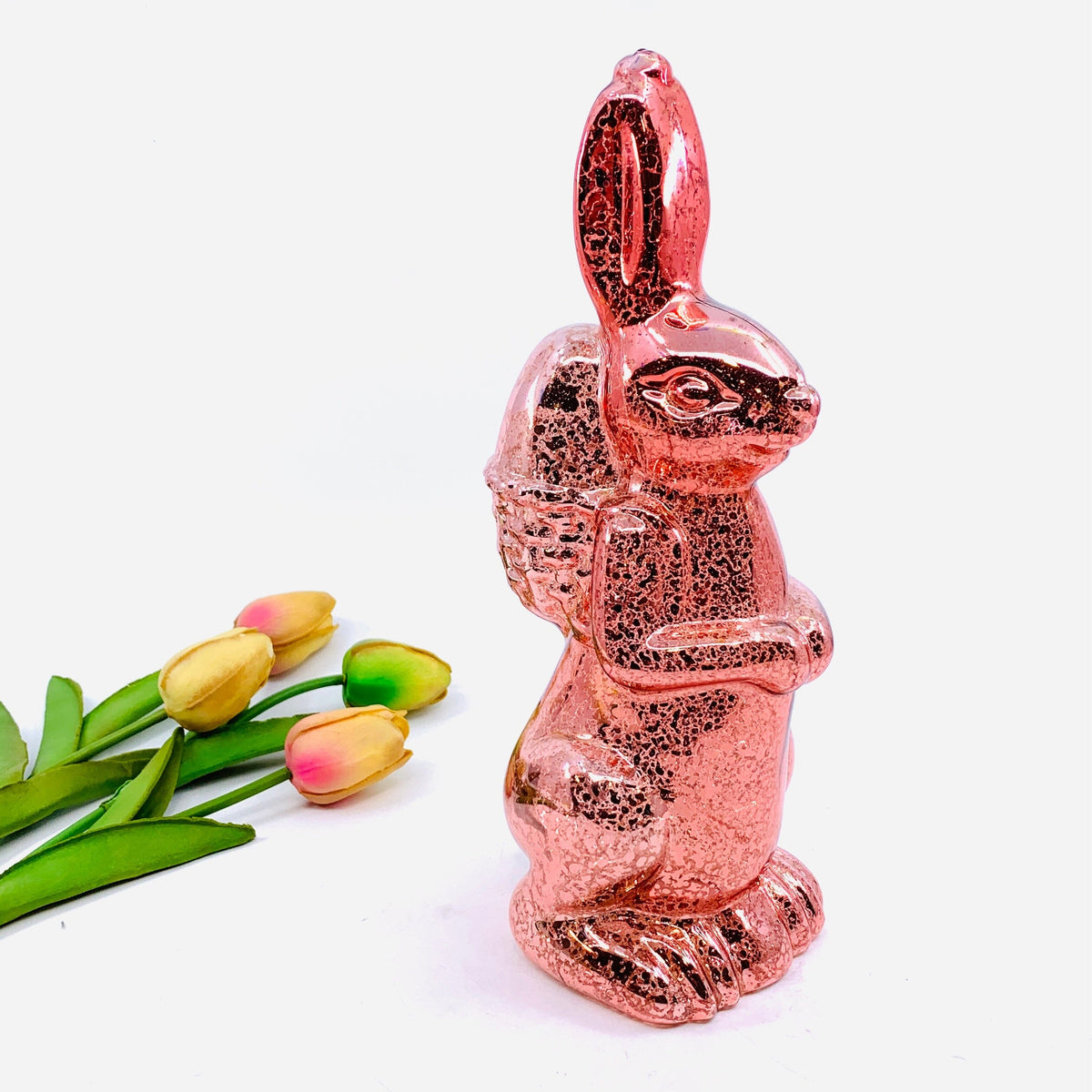 LAST ONE - Mercury Glass Easter Rabbit 10"- Pink One Hundred 80 Degrees 